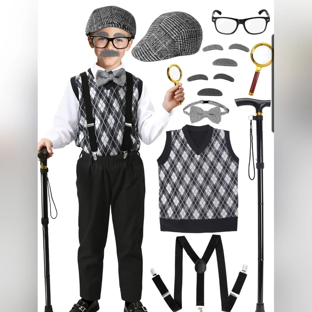 Kids 100 Days Of School old man costume